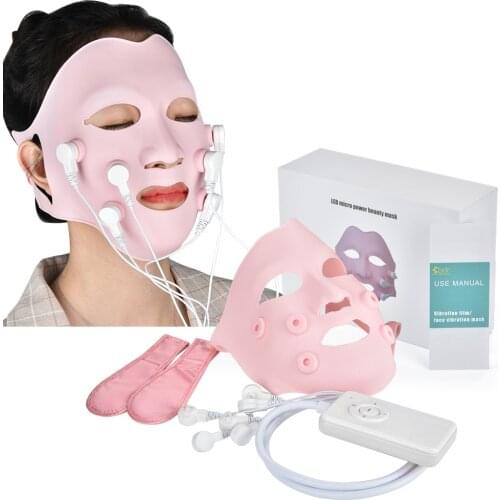 Photon Therapy Facial Soft Gel Mask with Controller Acupoint Vibration Therapy LED Face Mask Skin Care Tool Face Beauty Massager