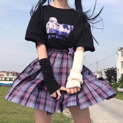 Japanese anime cartoon tops Ulzzang female ins punk casual short sleeve fashion cotton T-shirt Harajuku big size streetwear Tees