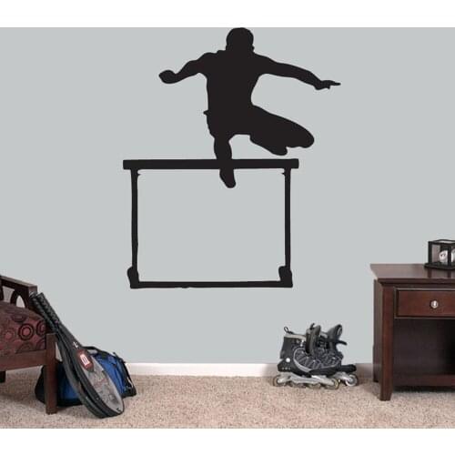 HDJWU Hurdler Wall Decal Sports Running Jumper Vinyl Wall Stickers Kids Room Locker Room Garage Home Decor Removeable Wall Art for boys living fashion sport wall sticker WU22