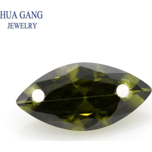Loose CZ Stone Double Holes AAAAA Marquise Shape Peridot Cubic Zirconia Stone For Jewerly Making Size 4X8-10x20mm High Quality