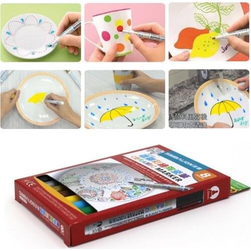 8 Colors Ceramic pen ceramic painting pen Artist Ceramic Markers Pen Non Toxic Design Mark Pen For DIY Drawing