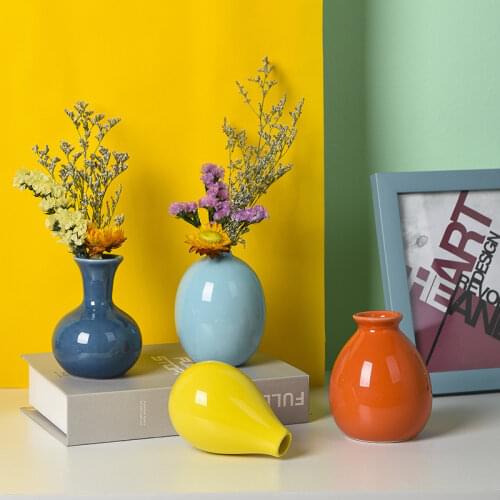 Ceramic Vase Mini Ornaments Simple Nordic Style Living Room Flower Arrangement Floral Bedroom Dried Flower Decorations