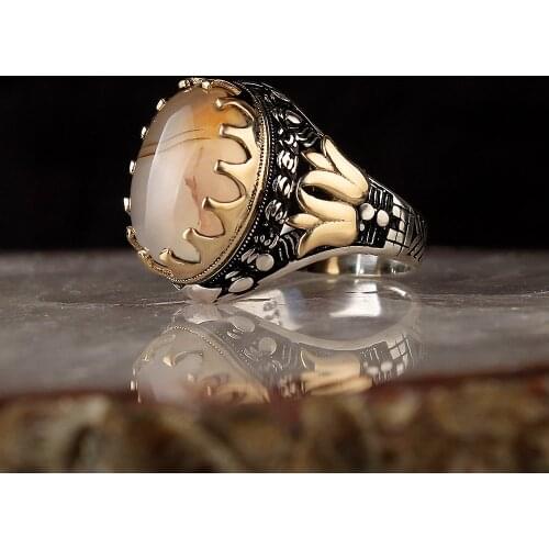 Yemen Agate Gemstone 925 Sterling Silver Ring