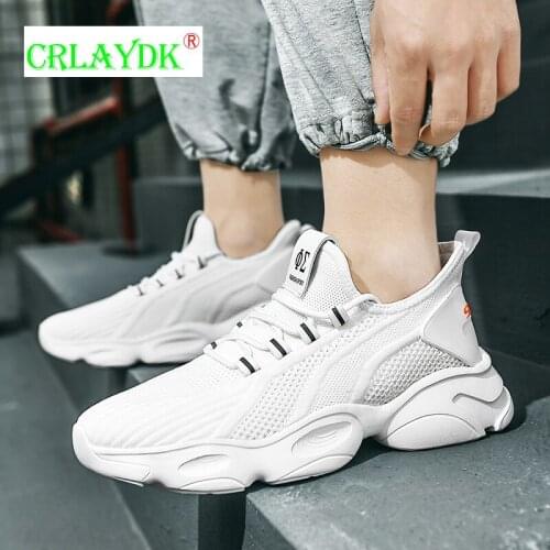 CRLAYDK Mens Running Shoes Mesh Breathable Sport Sneakers Lace-Up Comfortable Tennis Boys Soft Sole Casual Walking Basket Homme