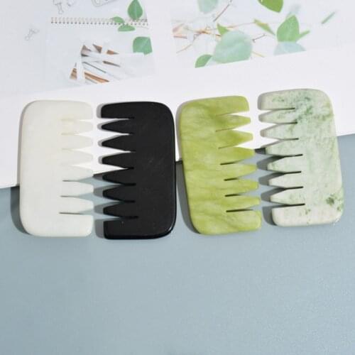 Gua Sha Stone Massage Board Natural Jade Head Scalp Scraping Massager Comb Health Care Hair Comb Brush Combs