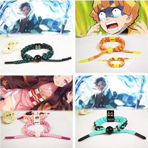 Anime Demon Slayer Kimetsu no Yaiba Kamado Nezuko Cosplay Accessories Agatsuma Zenitsu Manual Bracelet Metal Bangle Wristband