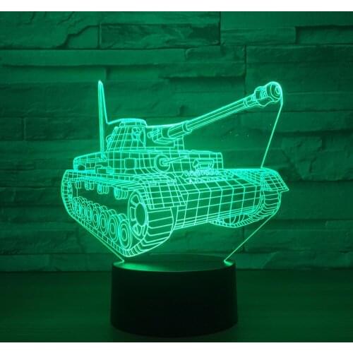 Tank Modeling 3d Lights 7Color Touch Remote Control Night Light Lovely 7 color change 3D Lamp Christmas decorations gift