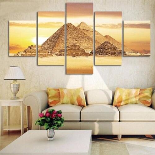 Unframed Modular Arts New Year Gift 2017 Wall Art Egyptian Pyramids Canvas Arts Painting HD Wall Home Decor For Living Room