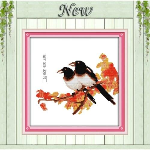 Double happiness birds tree Decor Counted Printed on canvas paintings Needlework DMC 11CT 14CT Cross Stitch kits Sets embroidery