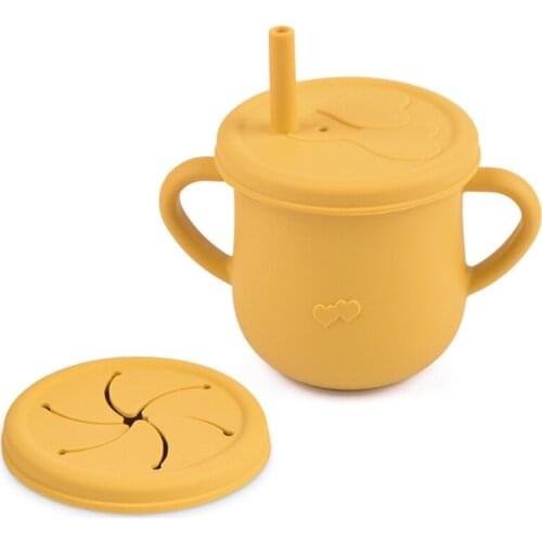 45BF Non Toxic Childrens Silicone Snack Cup Straw Cup Promote Babys Nozzle Coordination Ability and Cognitive Ability