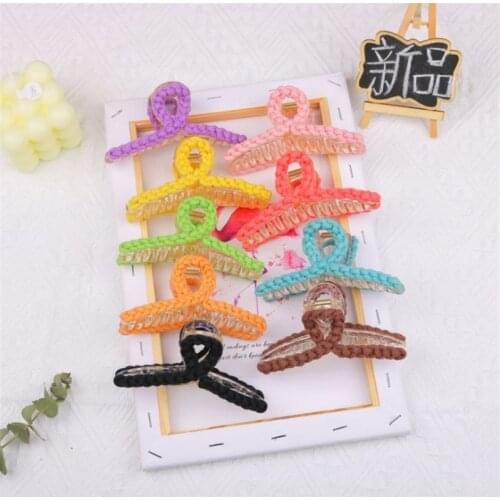 2021 New Big Knitted Hair Claw Clips Makeup Hair Styling Barrettes for Women Hair Accessories Hairgrips Wholesale