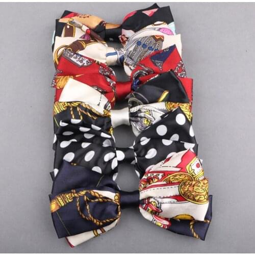 New Arrival 10PCs Flroal Silk Fabric Ribbon Bows handmade Hair Jewelry DIY Garment Ornament Shoes Headband Decor Button Sticker