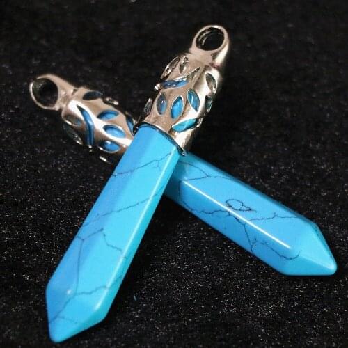 New fashion calaite turquoises stone Bullet Shape 26x37mm Necklaces Pendants For Female Jewelry B831