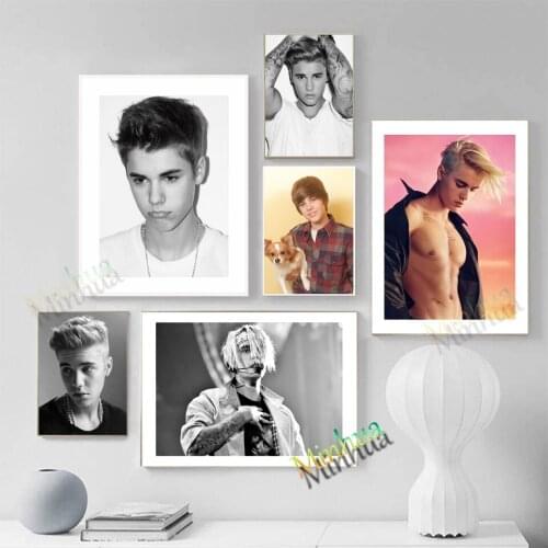 Justin Bieber Poster Hot Singer Music Black And White Posters Prints Canvas Art Painting Bar Club Wall Stickers Home Decor