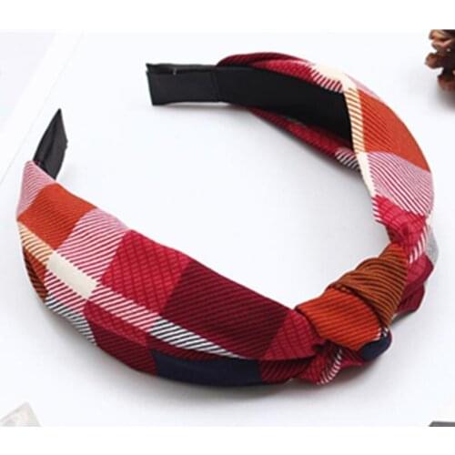 Plaids Print Hairband for Women Hair Accessories Headwear Adults Leaves Print Knot Hairband Flower Print Hair Hoop Headband