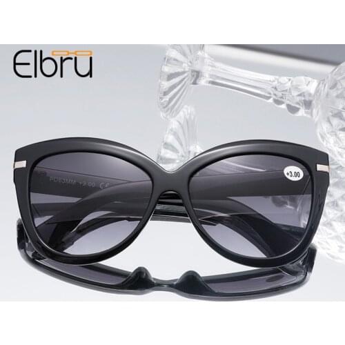 Elbru Bifocals Sunglasses Cat Eye Reading Glasses Sunshades Fashion Comfortable Multi-function Presbyopic Glasses For Man Women