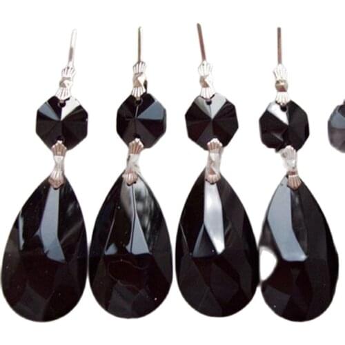 Top Quality 50PCS/LOT, 75MM Garland Strand Black Crystal Chandelier Pendants, Crystal Lighting Parts, Crystal Curtain Pendants