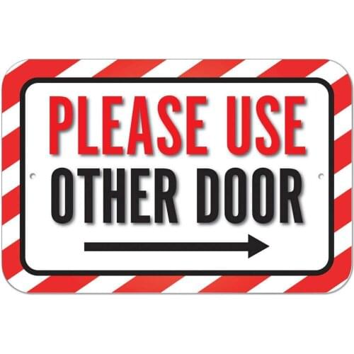 Funny Vintage Rustic Style Inspirational Art Plastic Sign Please Use Other Door Right ArrowTin Signs Wall Decor for Coffee Bar