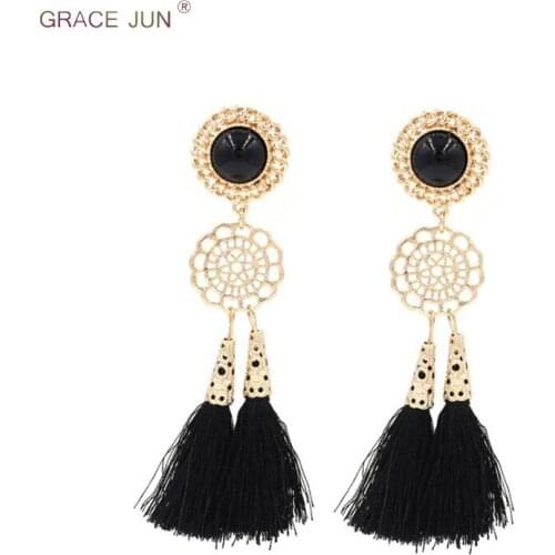 New Red and Black Color Tassel Clip on Earrings Without Pierced for Women Party Luxury Needn't Ear Hole Simulated Pearl Earrings