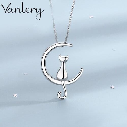 Trendy Moon Cat Choker Necklaces For Women Fashion Long Sweater Chain Necklaces 2021 Party Jewelry Gift