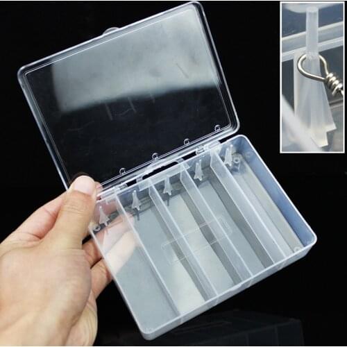 1pc 5 Compartments Fishing Tackle Box Hanging Bait Type Plastic Fishing Lure Box Practical Waterproof Case EGI / Bass 2 sizes