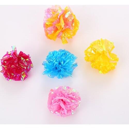1PCS Random Color Crinkle Ball Toy Cat Interactive Toy Funny Cat Crinkle Toy Ball Mylar Ball For Kittens Cat Chase Toy Legendog