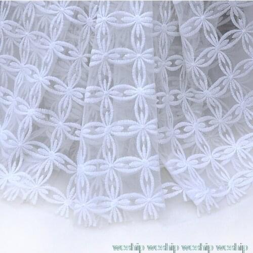 2yards white hollow Net yarn milk silk fabric embroidery lace mesh fabric wedding dress cloth DIY garment accessories curtains