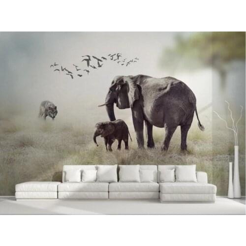 3d wall murals wallpaper for living room African steppe elephant mother love home decor photo wallpaper for walls 3 d