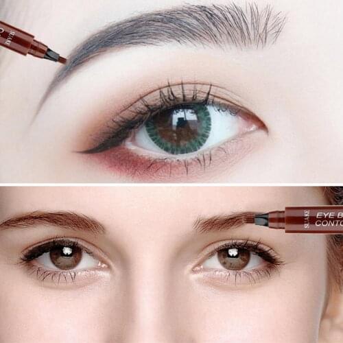 4 Points Eyebrow Pen 5 Colors Liquid Brow Pencil Dark Brown Microblading Eyebrow Pencil Waterproof Eyebrow Tattoo Pen Cosmetic