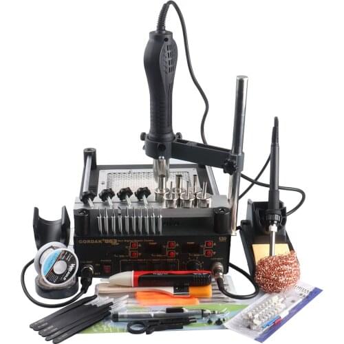 863 3 in 1 Hot Air Heat Gun BGA Rework Solder Station Electric Soldering iron with blow dryer IR Infrared Preheating Stat