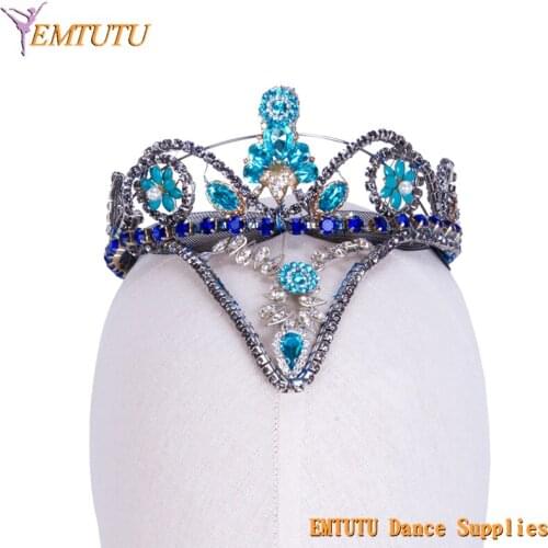 Blue Bird Ballet Headpiece Adult Child Performance Ballet Headdress Silver Blue Stage Competition Ballet Tiara Dance Crown