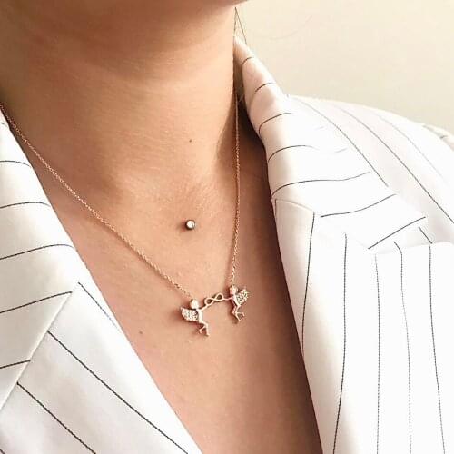 Endless Angel Love 925 Sterling Silver Necklace Women Girls Gift Jewelry Accessories Fashion Handmade Elegant Chain