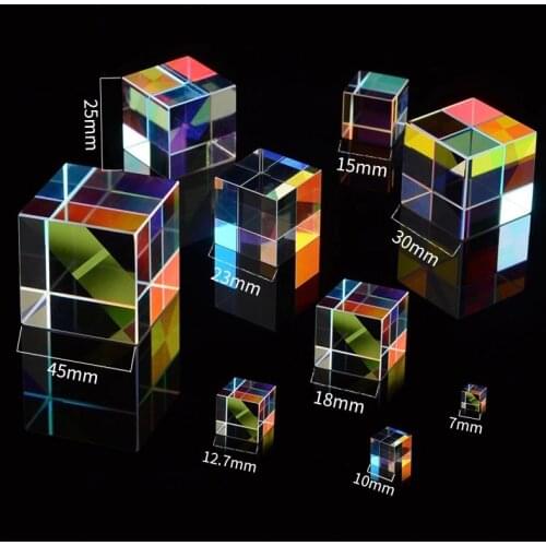 Color Cube Prism 40*40*40mm Optical Glass Color Cube Prism RGB Dispersion Prism Light Spectrum Educational
