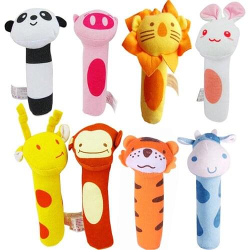 Baby Mobile Toys Cartoon Animal Hand Bells Plush Baby Toy Dolls Toys for Children Newborns Animal Shaped Cartoon Rattle Mobile