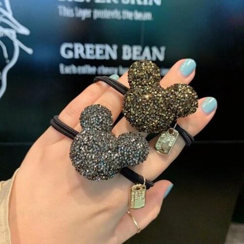 Disney Mickey flash diamond Mickey hair rope personality wild ball head rope girl cute hair circle baby doll accessories
