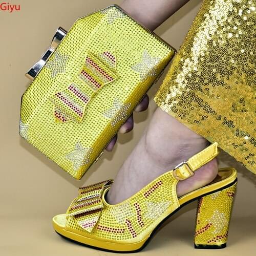 Doershow Italian Matching Shoes and Bag Set African Wedding Shoe and Bag set Italy Shoe and Handbag Summer Set Women!SMS1-34