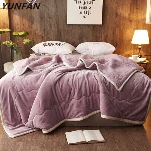 Double sided Fleece blankets and throws Adult Thick Warm winter Blankets queen Flannel purple Blankets On Bed Christmas gifts