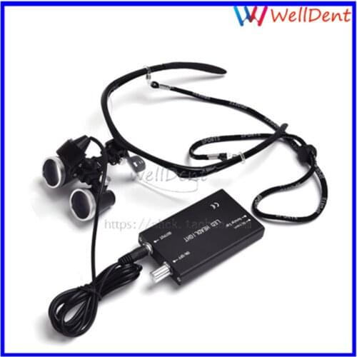 3.5x 420mm Surgical Binocular Loupes with LED Head Light Lamp+Aluminum Box