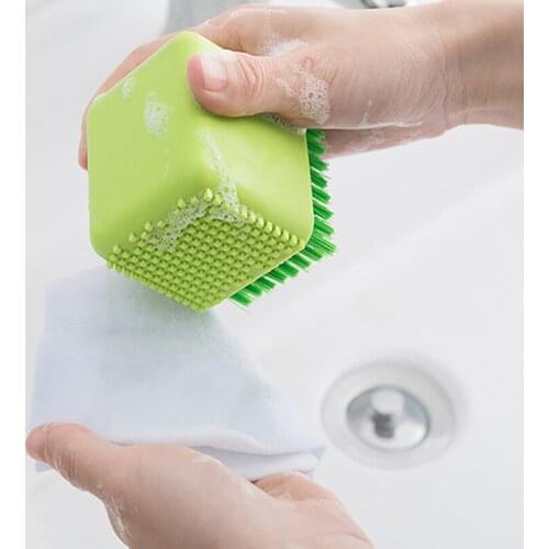 Houkiper 2 in 1 Silicone Brush Novel Potted Appearance With Fine Brush and Silica Gel Particle for Underwear Stocking Shoes