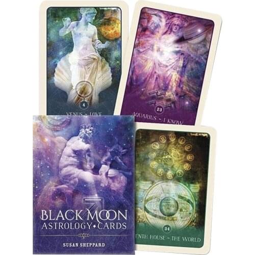 52pcs Black Moon Astrology Tarot Cards Family Holiday Party Playing Cards Game English Tarot Deck Board Games Set For Kids