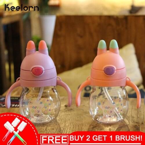 Keelorn 320ml High Quality Cartoon Water Bottles Children Plastic Straw Type Children Kettle Thermal Insulation Water Bottles