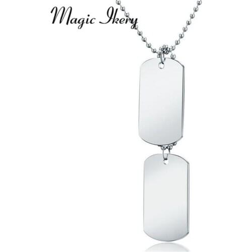 Magic Ikery New Stainless Steel Tag Pendant Necklace Classical Fashion Men Simple Smooth Necklace Fashion Jewelry JMN040