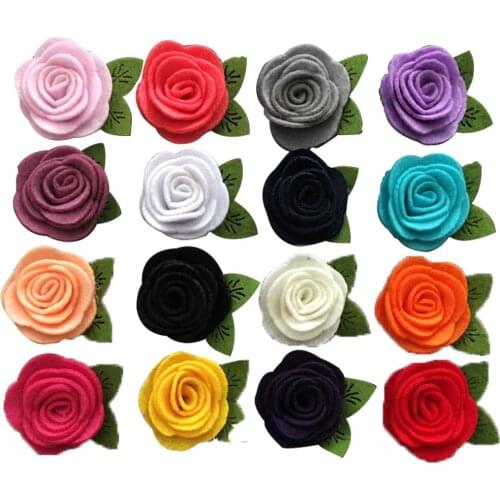 Mini Felt Fabric Flower Hair Flower Felt Rosette Flower For hair Clips Headbands hair accessories 100pcs/lot 18color