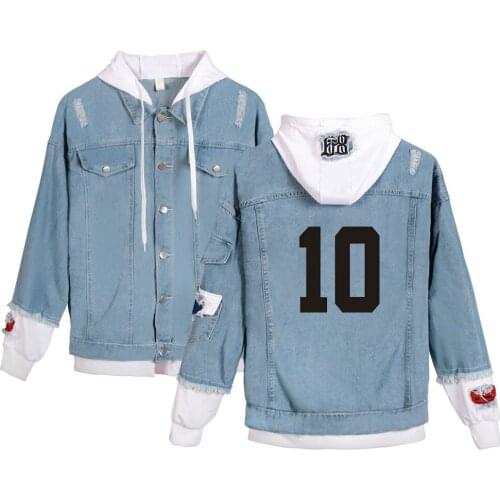Haikyuu Men Denim Jacket Streetwear Hip Hop Mens Hooded Jean Jackets Casual Outerwear 2020 New Spring Fashion Coat