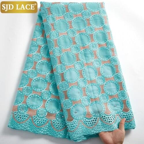 SJD LACE New Arrival Cotton Nigerian Lace Fabric High Quailty Swiss Voile With Circle Pattern Skin Friendly Garments Sew A2449
