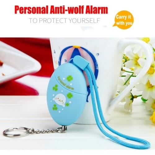 Pink/Blue Cartoon Printed Keychain Alarm 120DB High Decibel Emergency Self Defense Personal Alarm Anti-wolf Alarm for Women Kids