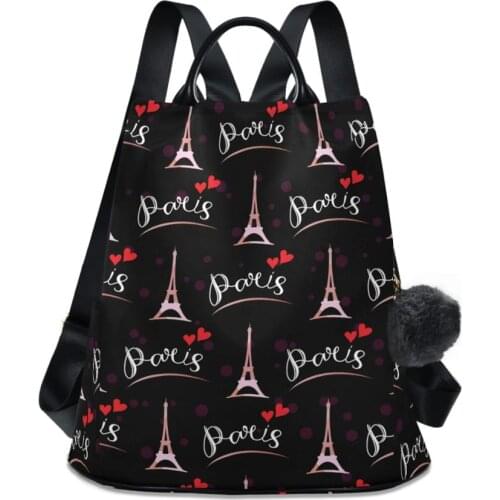 High Quality Women Backpack Anti-theft Travel Backpack Women Large Capacity Eiffel tower School Bags for Teenage Girls mochila