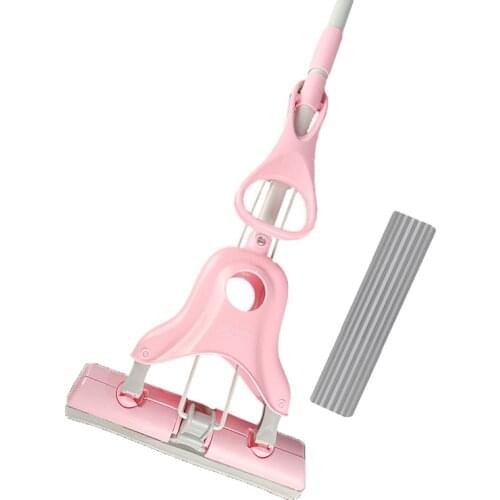 Floor Sponge Mop Reusable Easy Wring Cleaner Wash Dry Microfibre Handle Mops Telescopic Fregona Household Cleaning Tools DF50TB