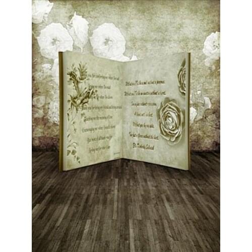 VinylBDS 200Cm*150Cm Backgroundsbooks Wording Flowers Photography Backdropsthick Cloth Photography Backdrop 3494 Lk