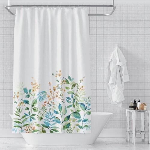 Waterproof Polyester Fabric Bath Curtain Green Leaves 3D Printed Shower Curtains for Bathroom Accessories Nordic Home Decor